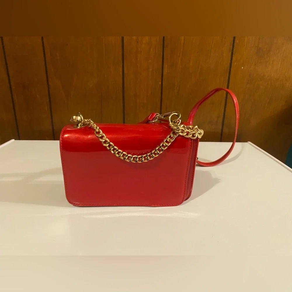 Girls Red Patent Leather Crossbody Bag